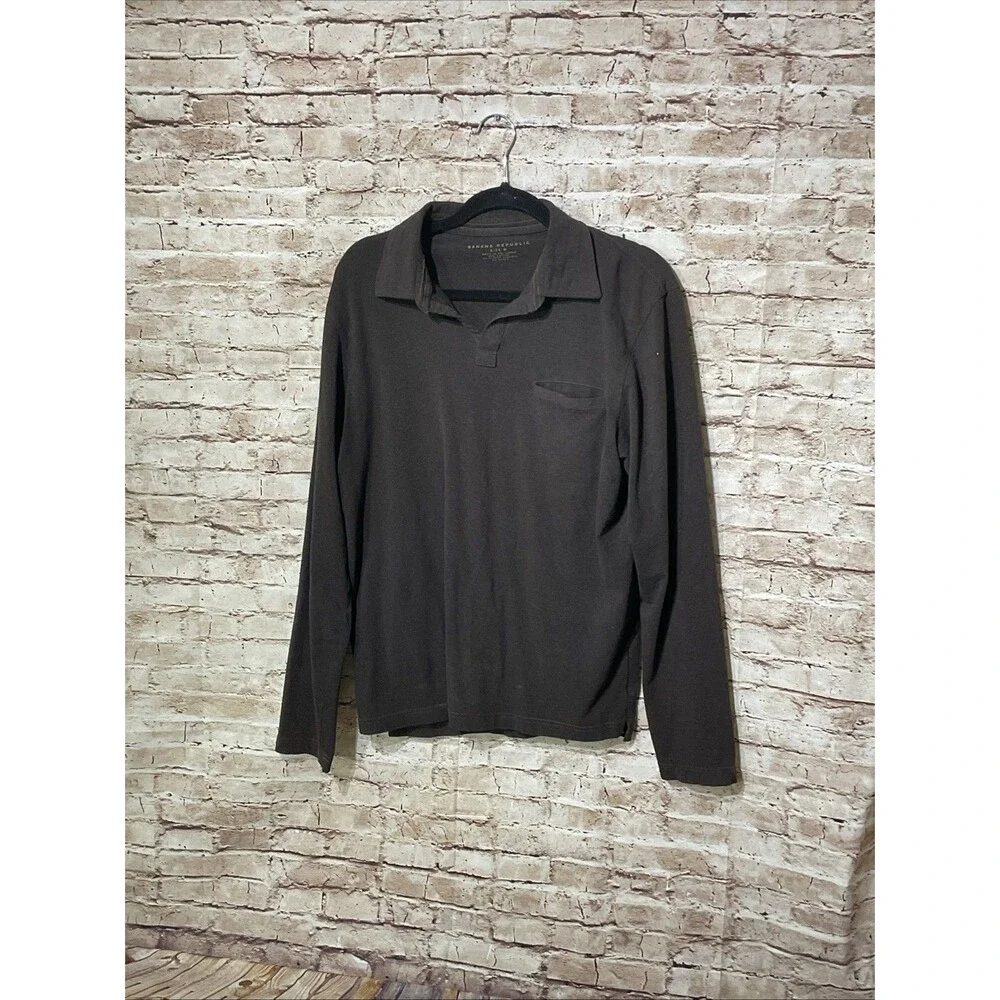 Banana Republic Men’s Pullover Size M  Brown Knit Cotton Lycra  Long Sleeves